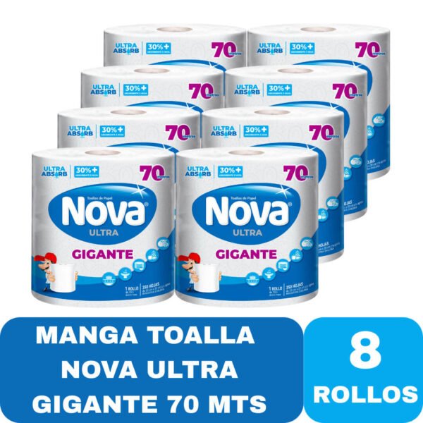 TOALLA DE PAPEL NOVA ULTRA 70MTS GIGANTE X8