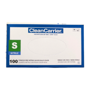 GUANTE NITRILO AZUL SIN POLVO S 100 UN CLEANCARRIER