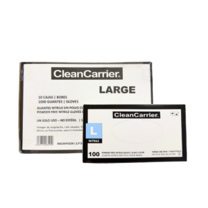 EMBALAJE GUANTE NITRILO NEGRO SIN POLVO L 10 CAJAS 100 UN CLEANCARRIER