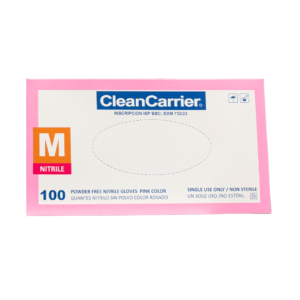 GUANTE NITRILO ROSADO SIN POLVO M 100 UN CLEANCARRIER