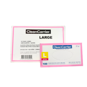 EMBALAJE GUANTE NITRILO ROSADO SIN POLVO L 10 CAJAS 100 UN CLEANCARRIER