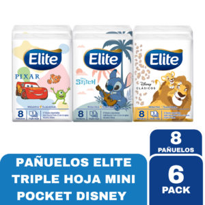 PAÑUELOS ELITE TRIPLE HOJA MINI POCKET DISNEY X6