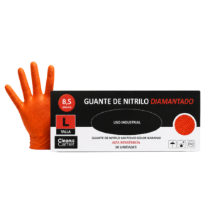 GUANTE NITRILO DIAMANTADO NARANJO L 50UN CLEANCARRIER