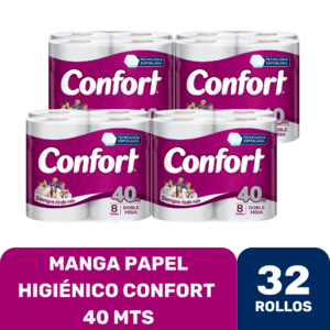 PAPEL HIGIÉNICO CONFORT MEGA 40 MT X 32 ROLLOS
