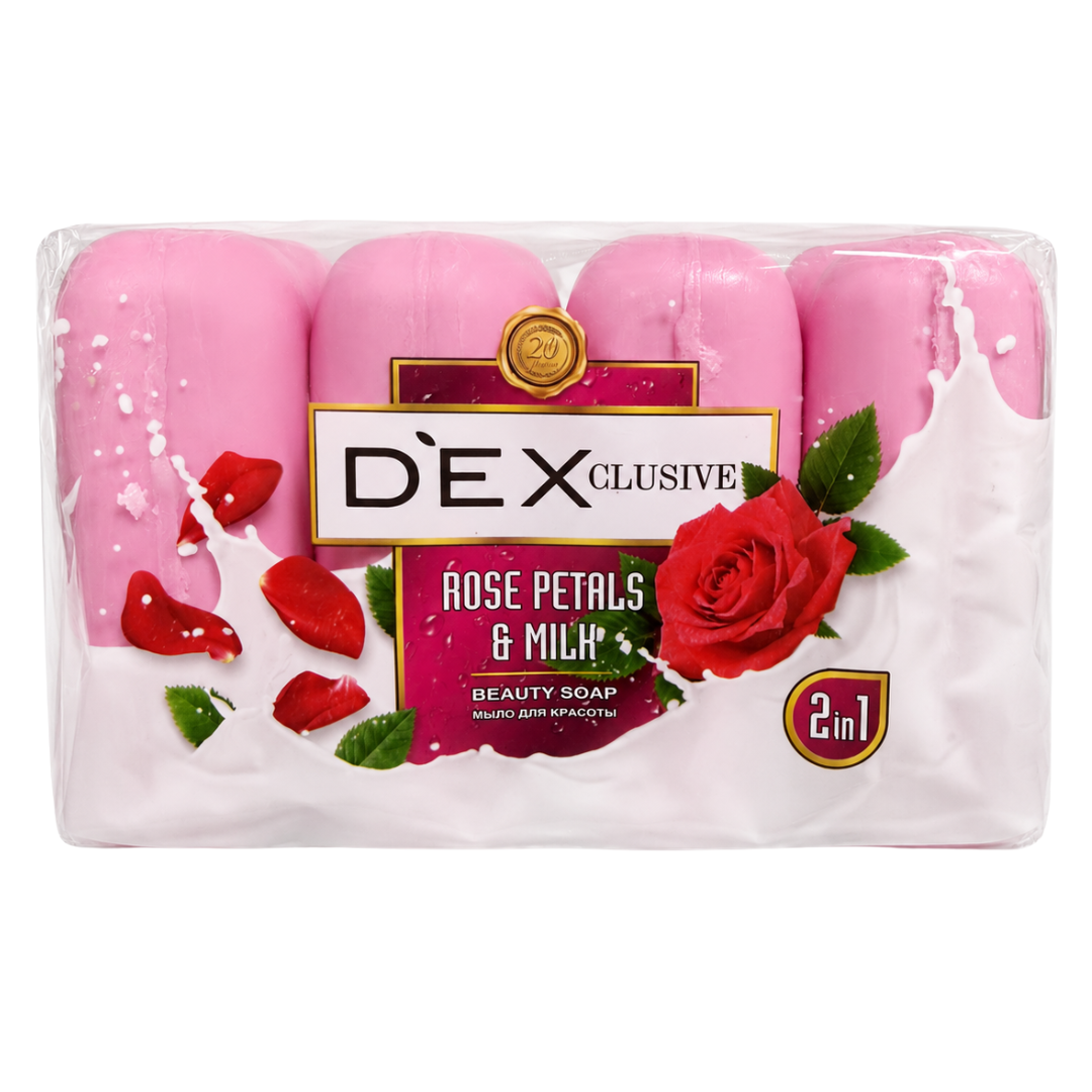 PACK JABÓN DEX ROSE PETALS & MILK X4 360G