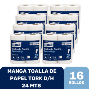 MANGA TOALLA DE PAPEL TORK 16 ROLLOS 24 M DOBLE HOJA