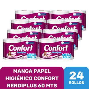 PAPEL HIGIÉNICO CONFORT RENDIPLUS 60 MT X 24 ROLLOS
